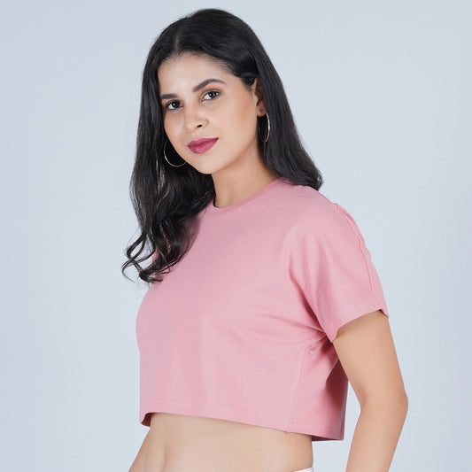 Destiny Salmon Pink Bold and Boxy Crop Top
