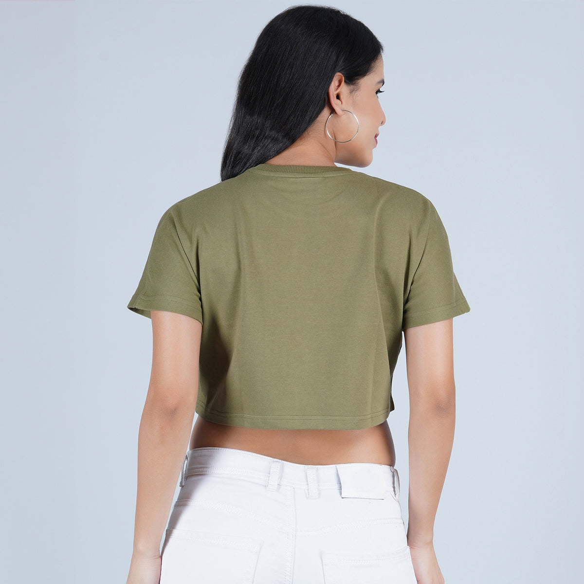 Destiny Olive green Bold and Boxy Crop Top