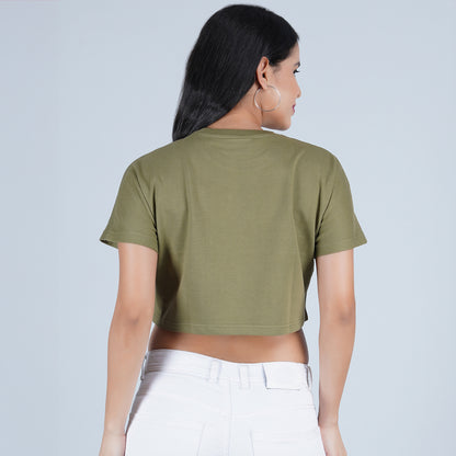 Destiny Olive green Bold and Boxy Crop Top