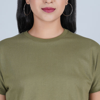 Destiny Olive green Bold and Boxy Crop Top