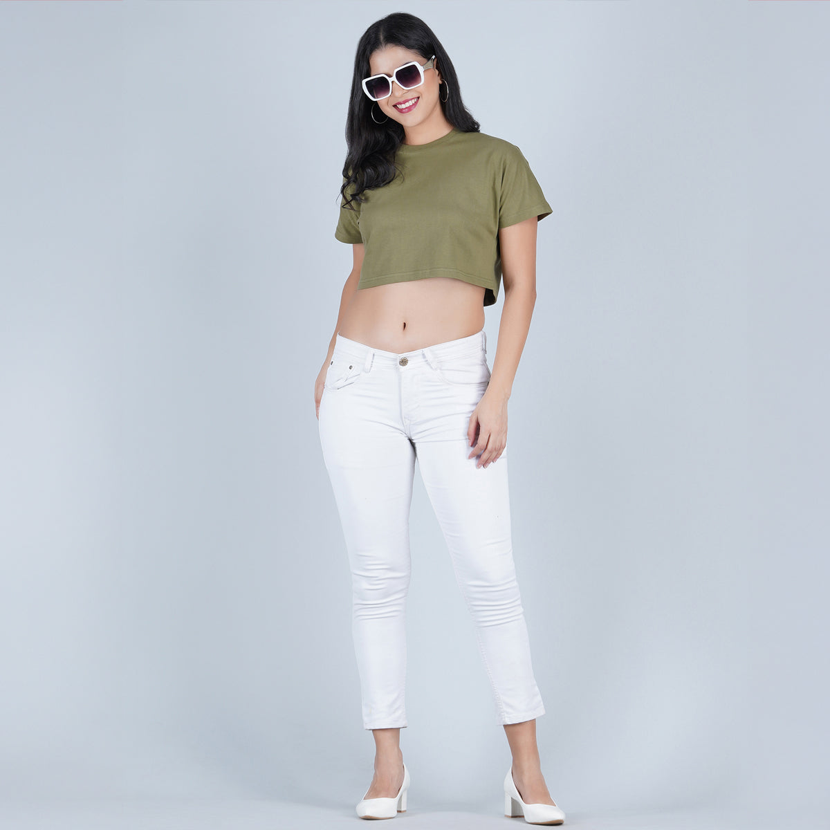 Destiny Olive green Bold and Boxy Crop Top
