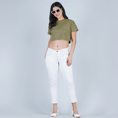 Destiny Olive green Bold and Boxy Crop Top